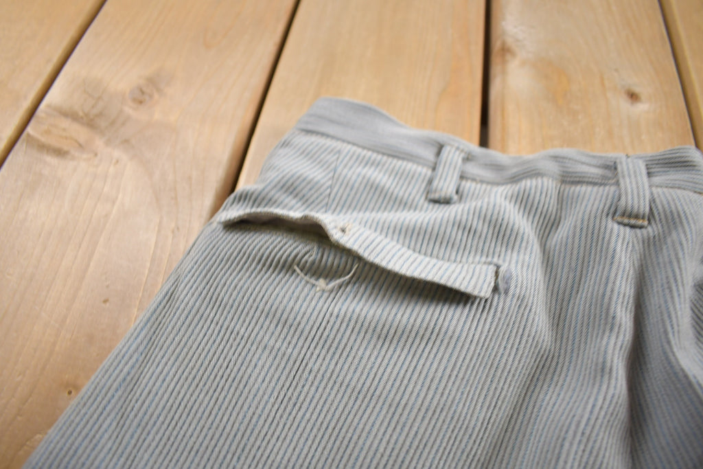 Vintage 1960s Frost Grey Pleated Corduroy Trousers Size 28 x 32