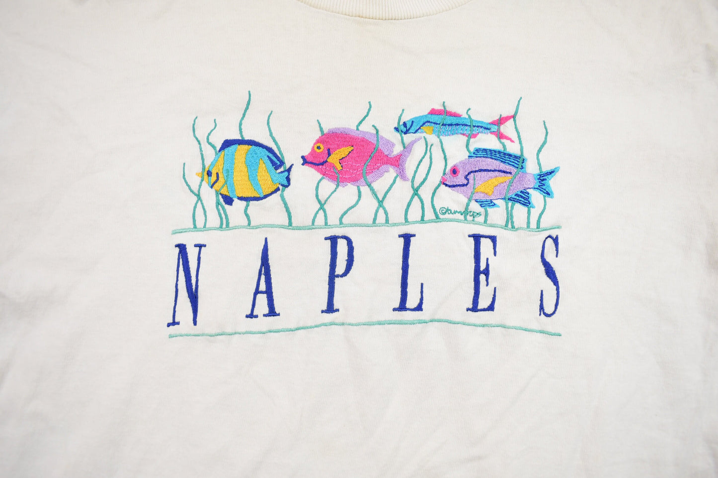 Vintage 1990s Naples Fish Souvenir T Shirt / Streetwear / Made In USA / Vacation Tee / Travel T Shirt