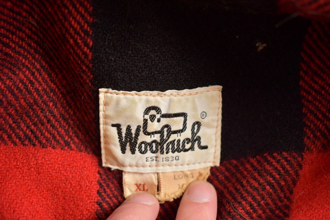 Vintage 1980s Woolrich Wool Plaid Zip Up Shacket