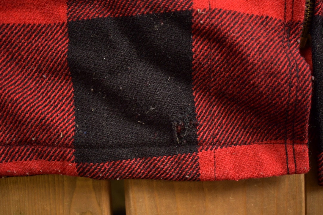 Vintage 1980s Woolrich Wool Plaid Zip Up Shacket
