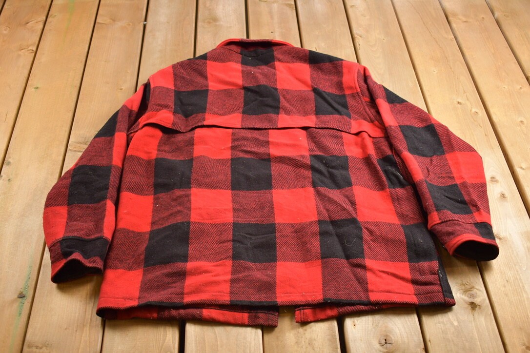 Vintage 1980s Woolrich Wool Plaid Zip Up Shacket