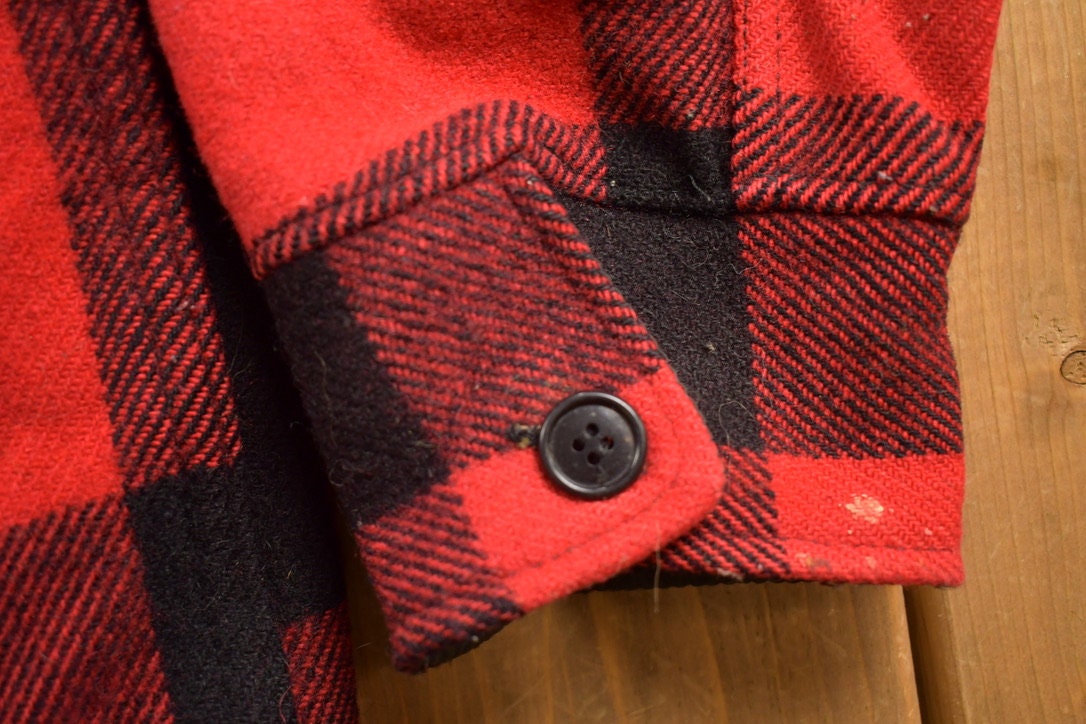 Vintage 1980s Woolrich Wool Plaid Zip Up Shacket