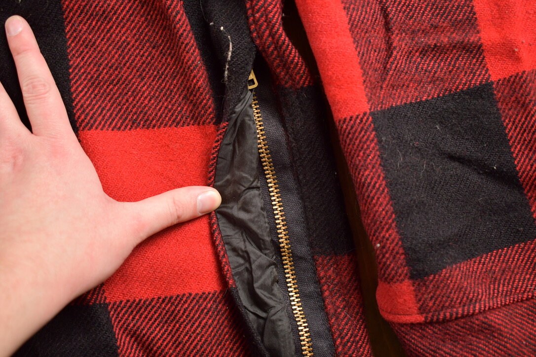Vintage 1980s Woolrich Wool Plaid Zip Up Shacket