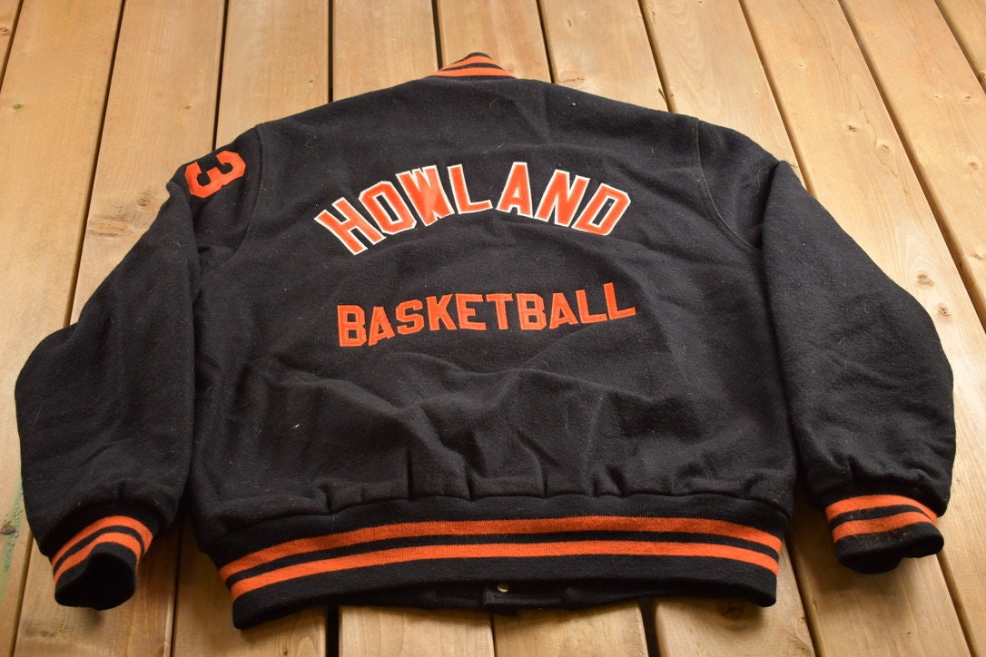 Vintage 1980s Howland Tigers Ohio Wool Varsity Jacket / Eastern College / NCCAA / Wool Leather / Outerwear / Streetwear Fashion / Basketball