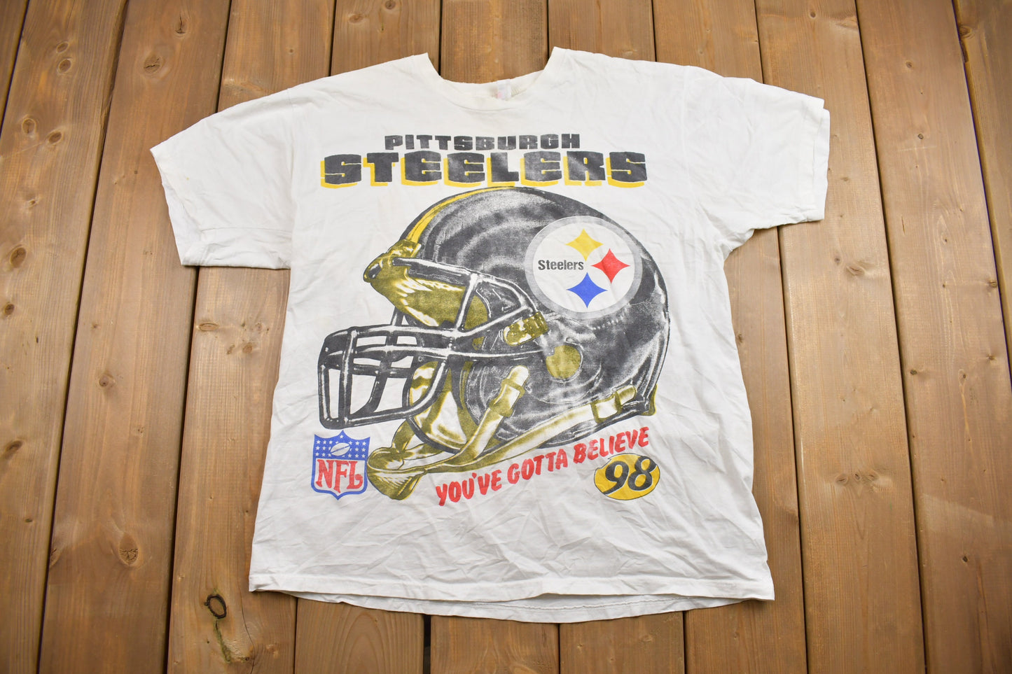 Vintage 1998 Pittsburgh Steelers Helmet NFL Graphic T-Shirt / NFL / 90s Streetwear / Sportswear