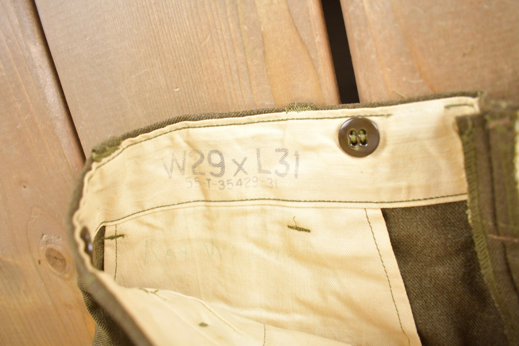 Vintage 1950s Military Wool Trousers Size 30 x 26