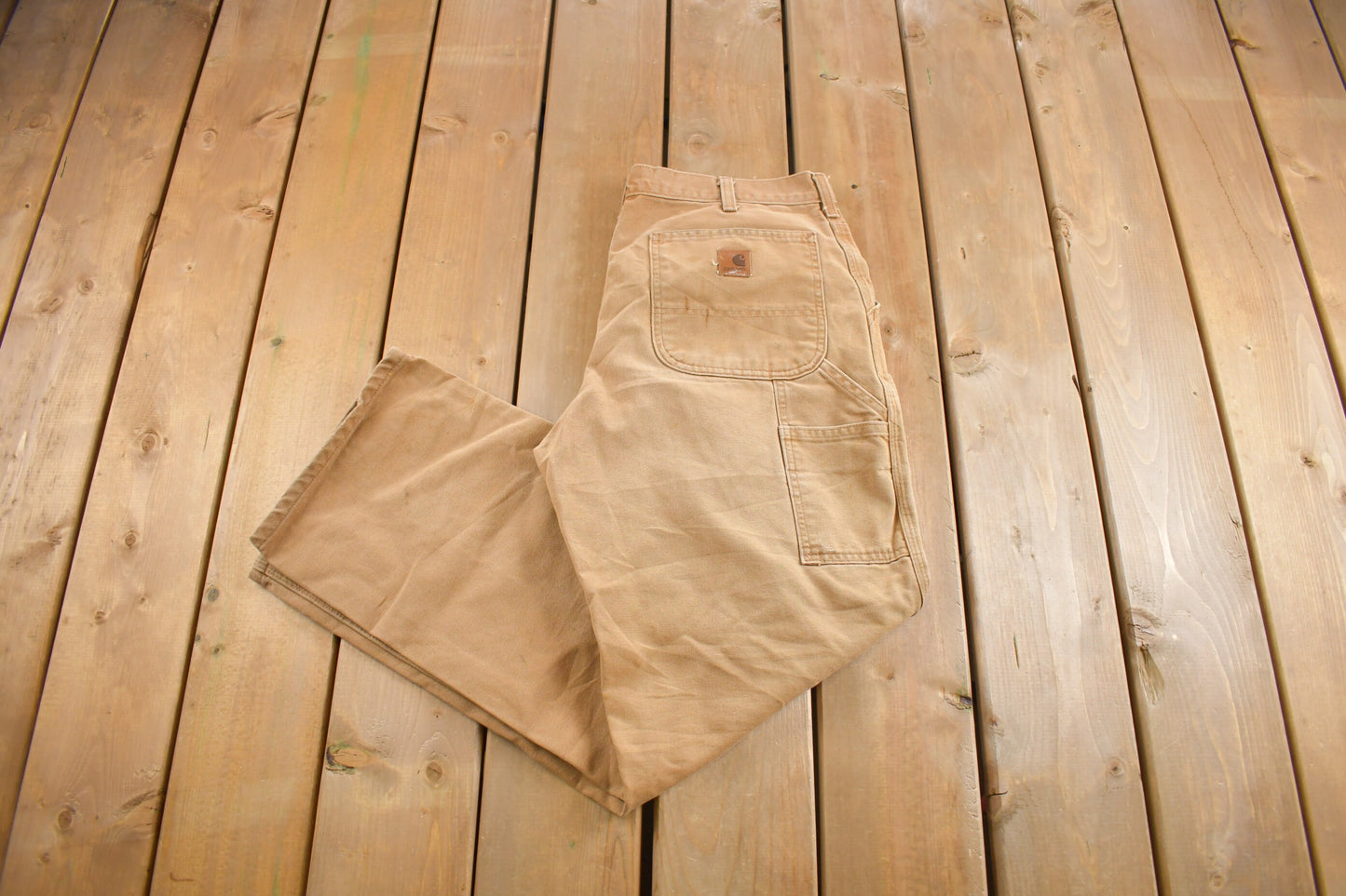 Vintage 1990s Carhartt Beige Work Pants Size 34 x 30 / 90s Carpenter Pants  / Distressed Carhartt / Vintage Workwear / 90s Carhartt