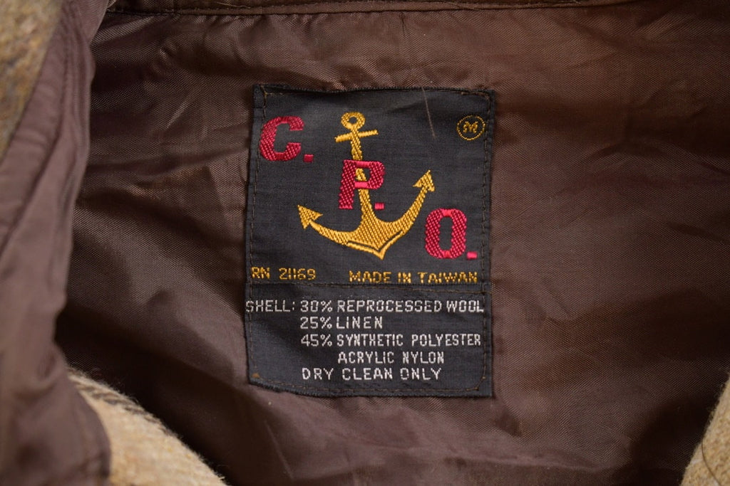 Vintage 1970s C P O Beige Plaid Wool Hunting Jacket