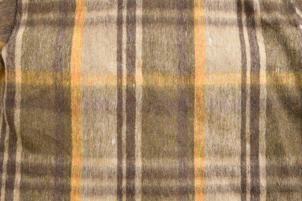 Vintage 1970s C P O Beige Plaid Wool Hunting Jacket