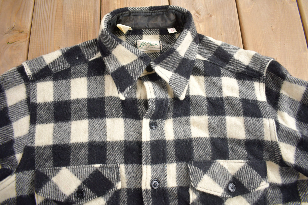 Vintage 1950s LL Bean Buffalo Plaid Wool Button Up Shirt