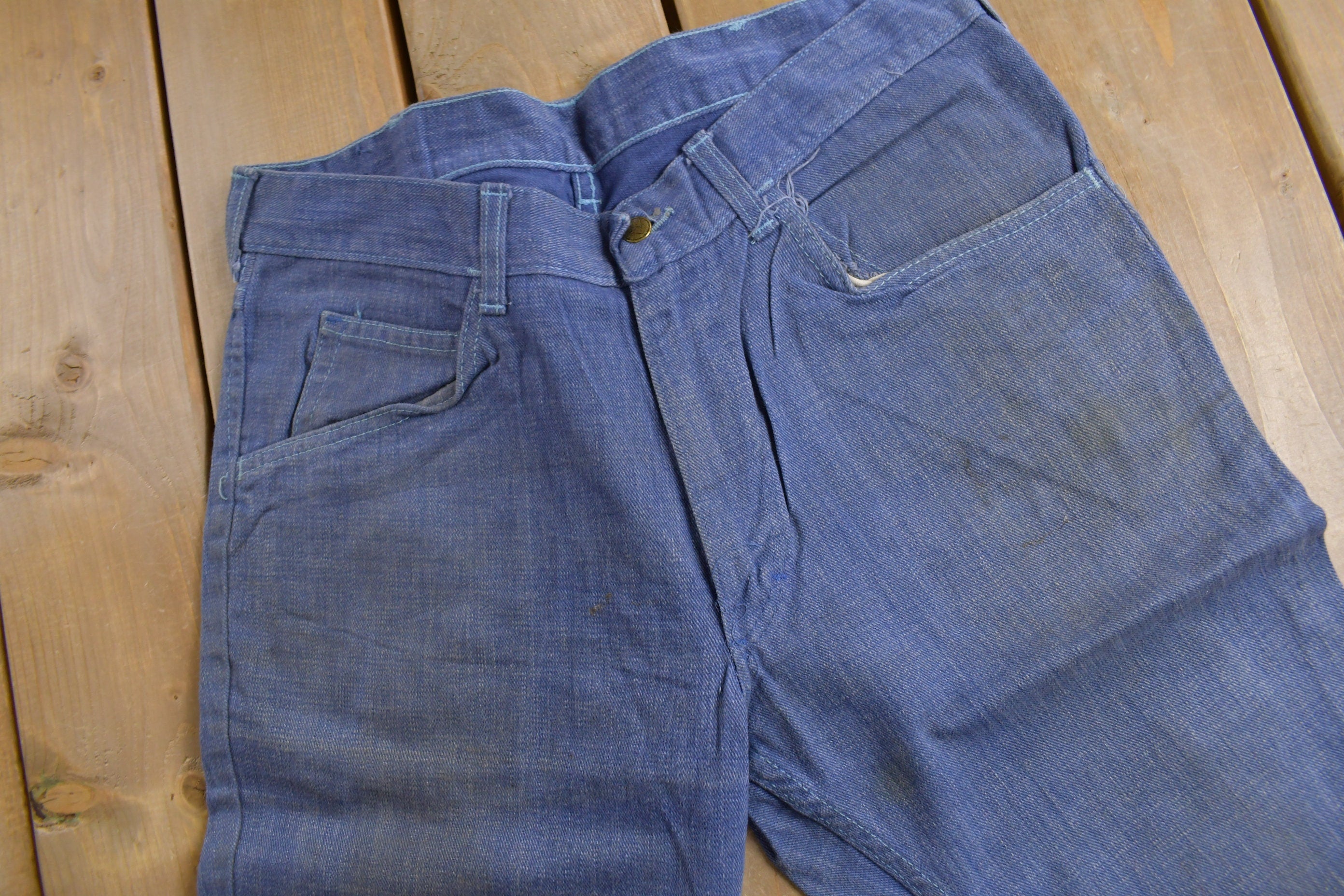 Vintage 1970s Bellbottoms Distressed Jeans Size 34 x 28