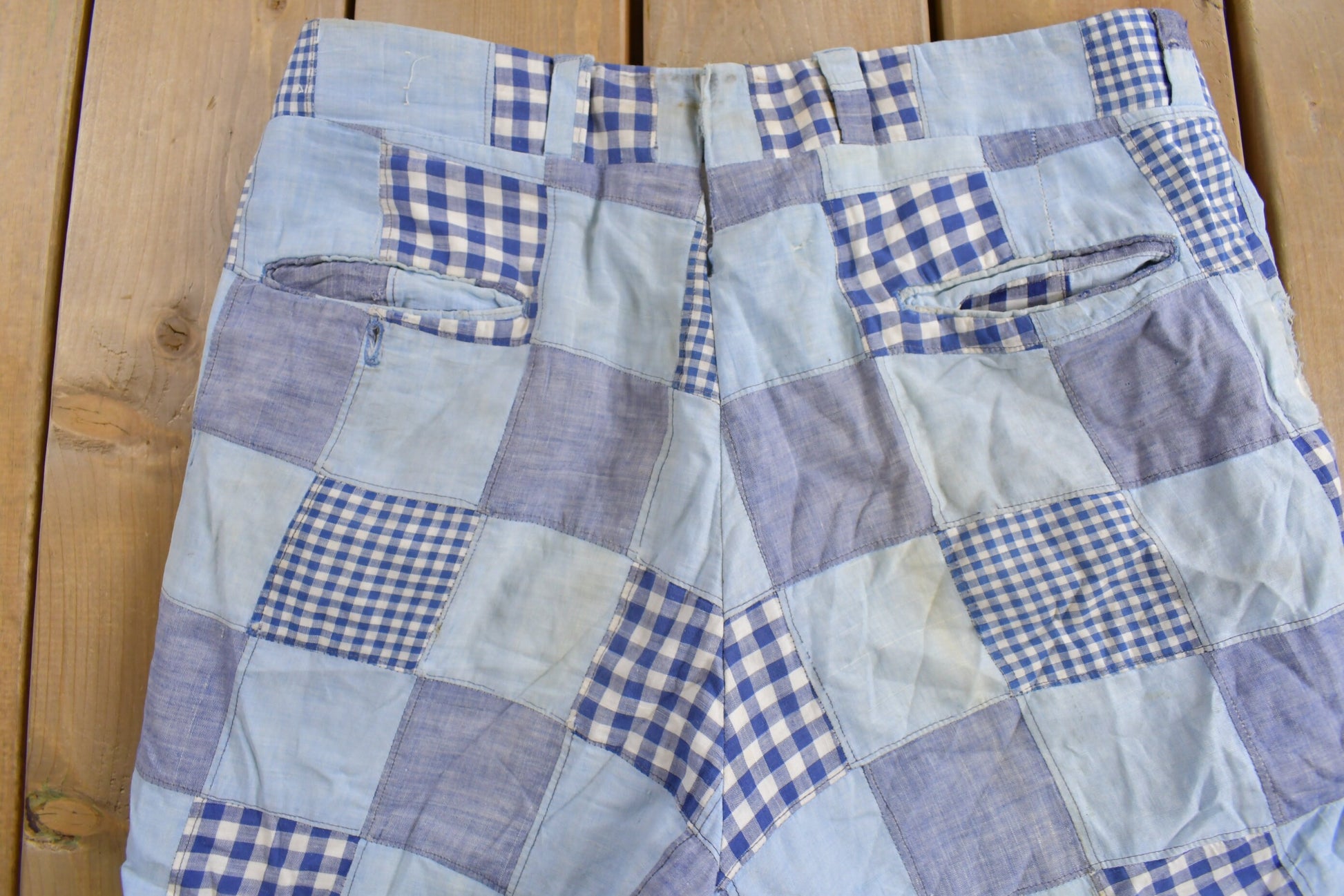 Vintage 1970s Handmade Patchwork Trousers Size 36 x 29