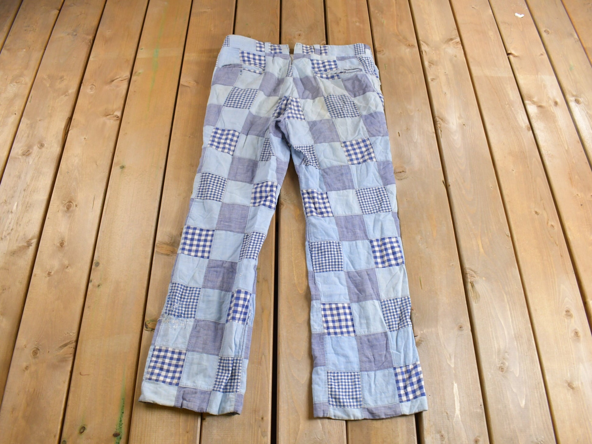 Vintage 1970s Handmade Patchwork Trousers Size 36 x 29