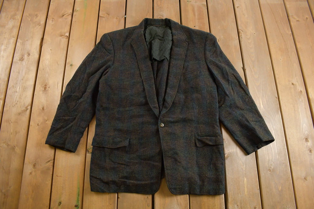 Vintage 1970s Sears Plaid Wool Blazer