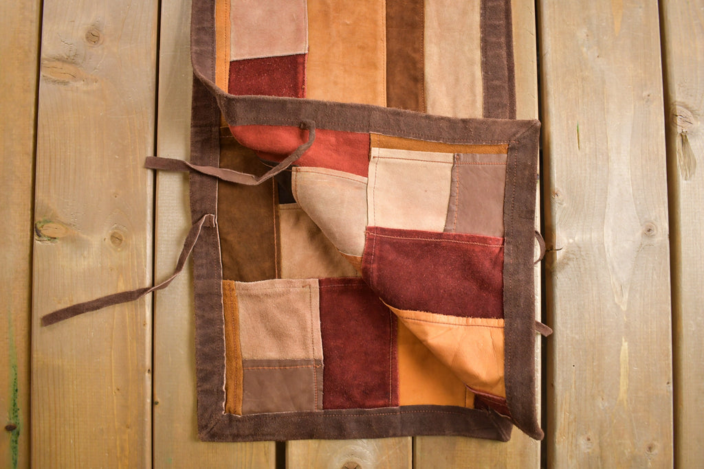 Vintage 1960s Genuine Leather Suede Patch Poncho Vest