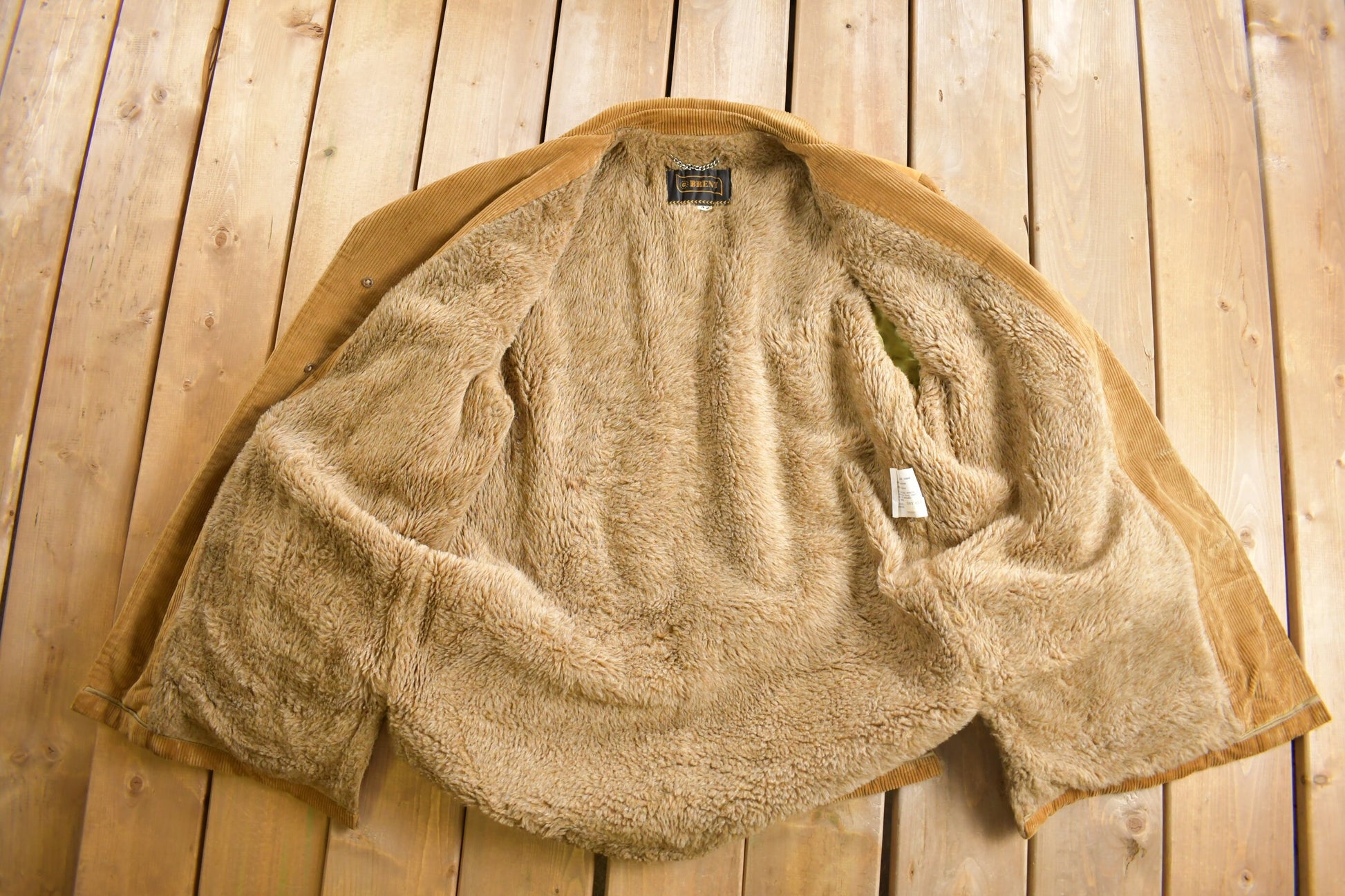 Vintage 1970s Corduroy and Genuine Leather Overcoat