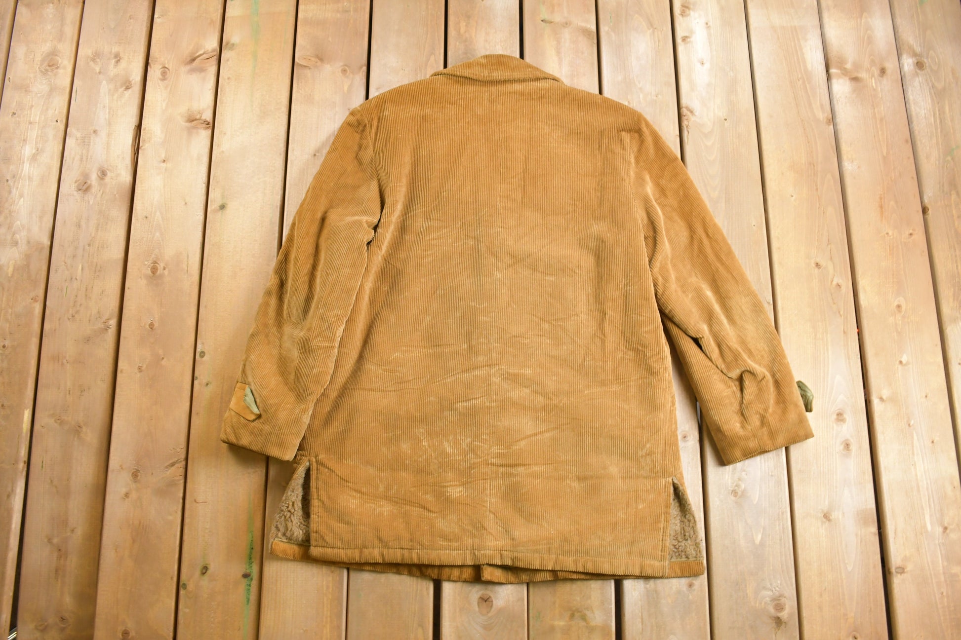 Vintage 1970s Corduroy and Genuine Leather Overcoat