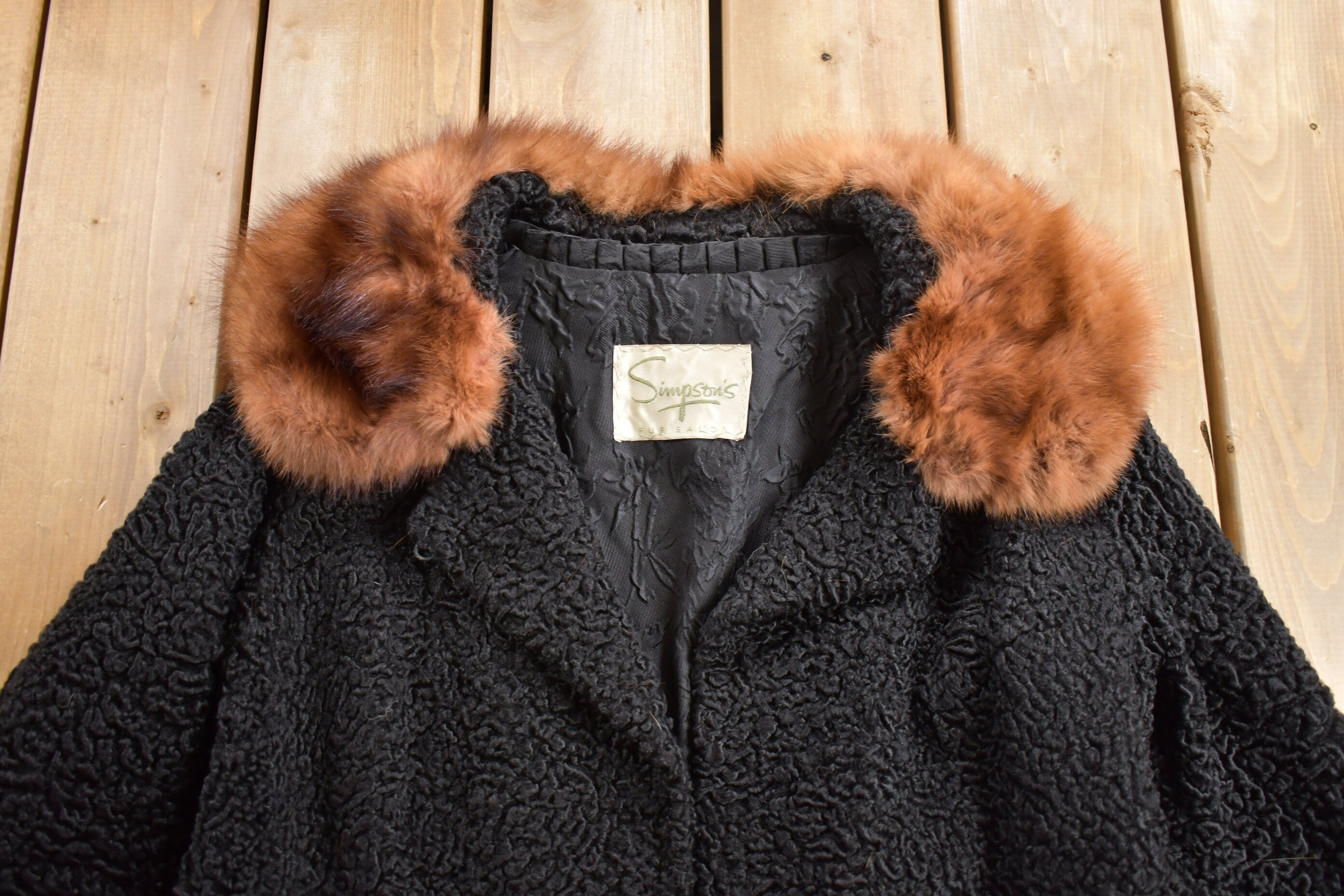 Vintage 1960s Simpsons Mink Collar Salon Fur Collar Full Length Coat