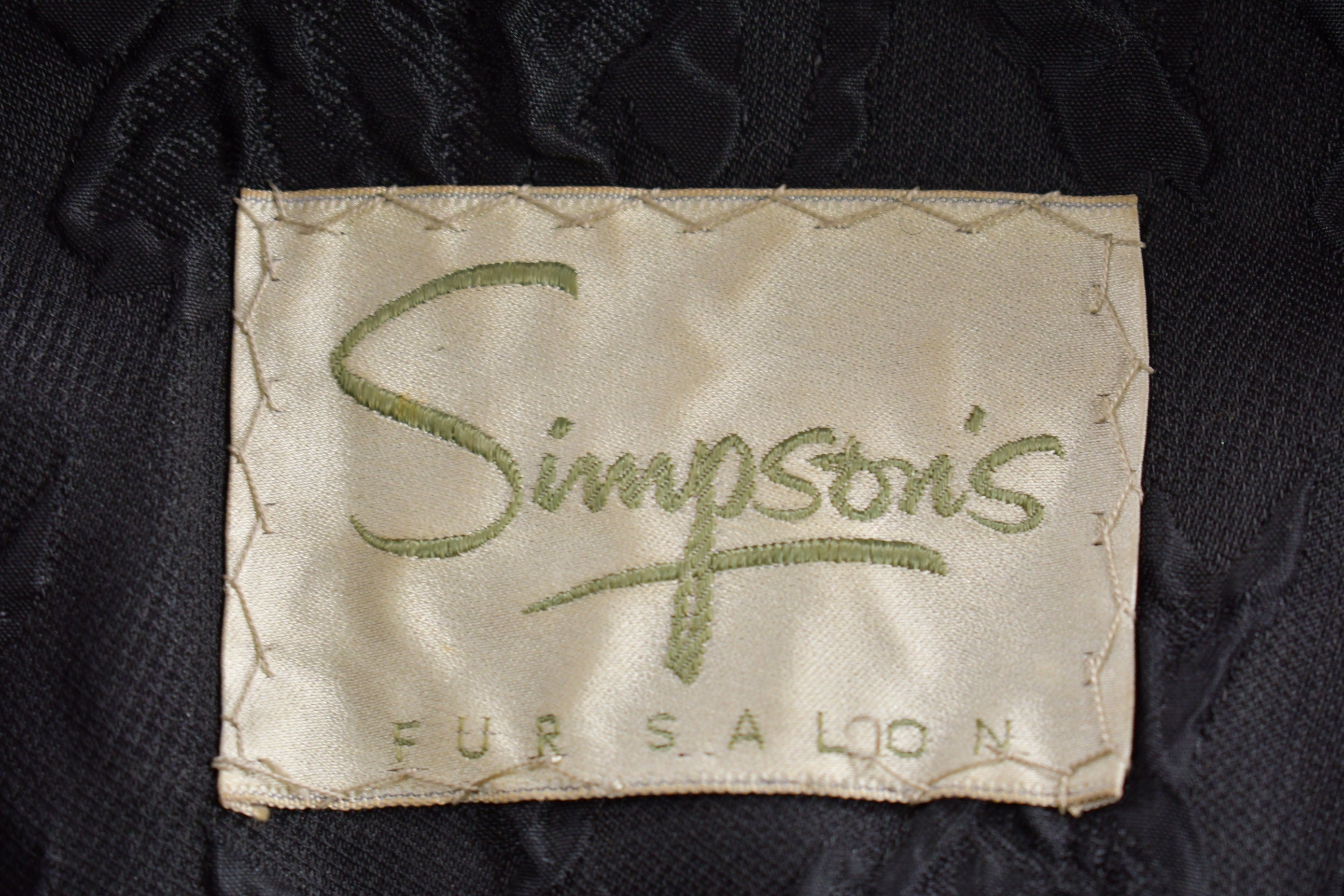 Vintage 1960s Simpsons Mink Collar Salon Fur Collar Full Length Coat