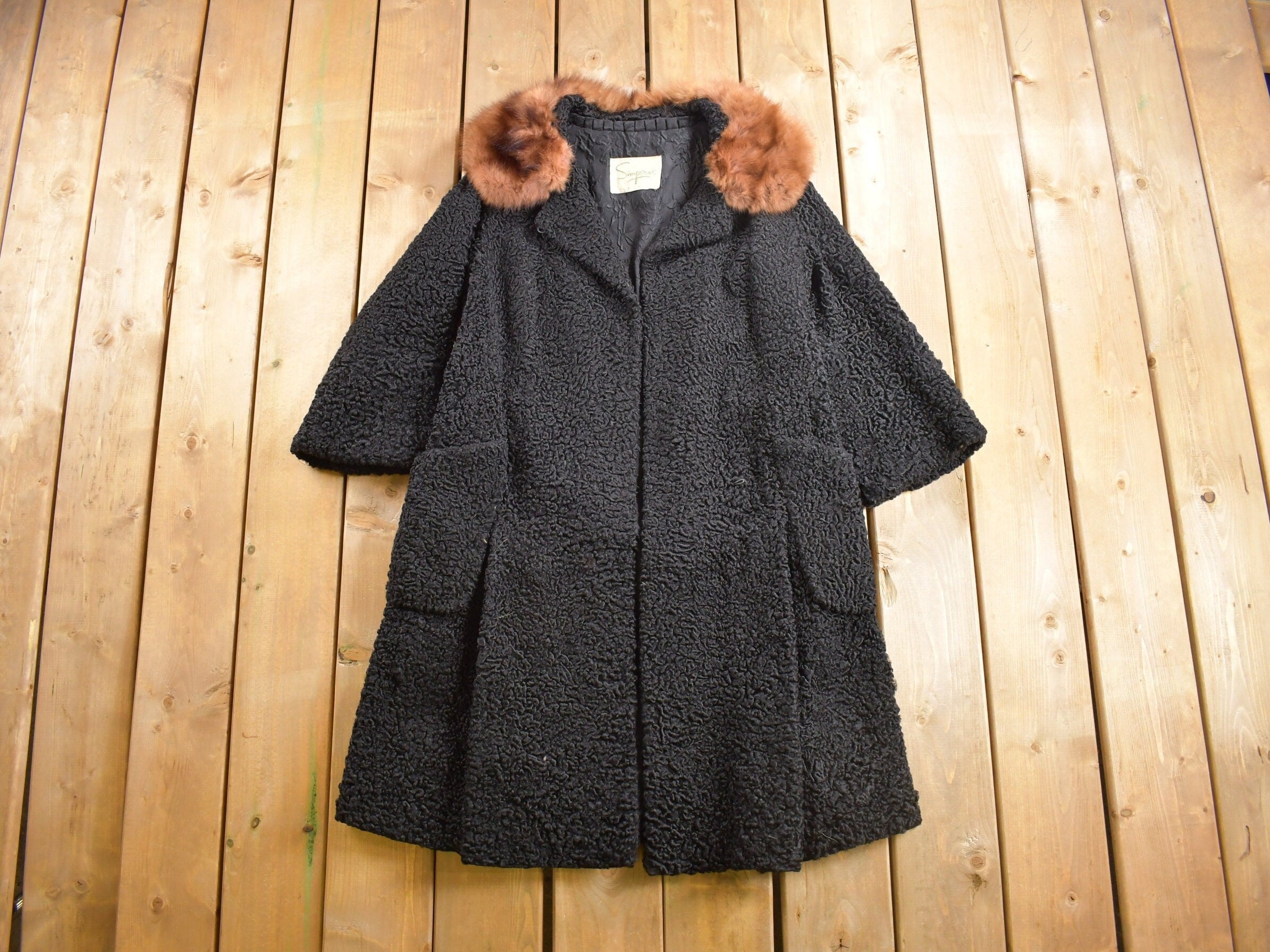 Vintage 1960s Simpsons Mink Collar Salon Fur Collar Full Length Coat