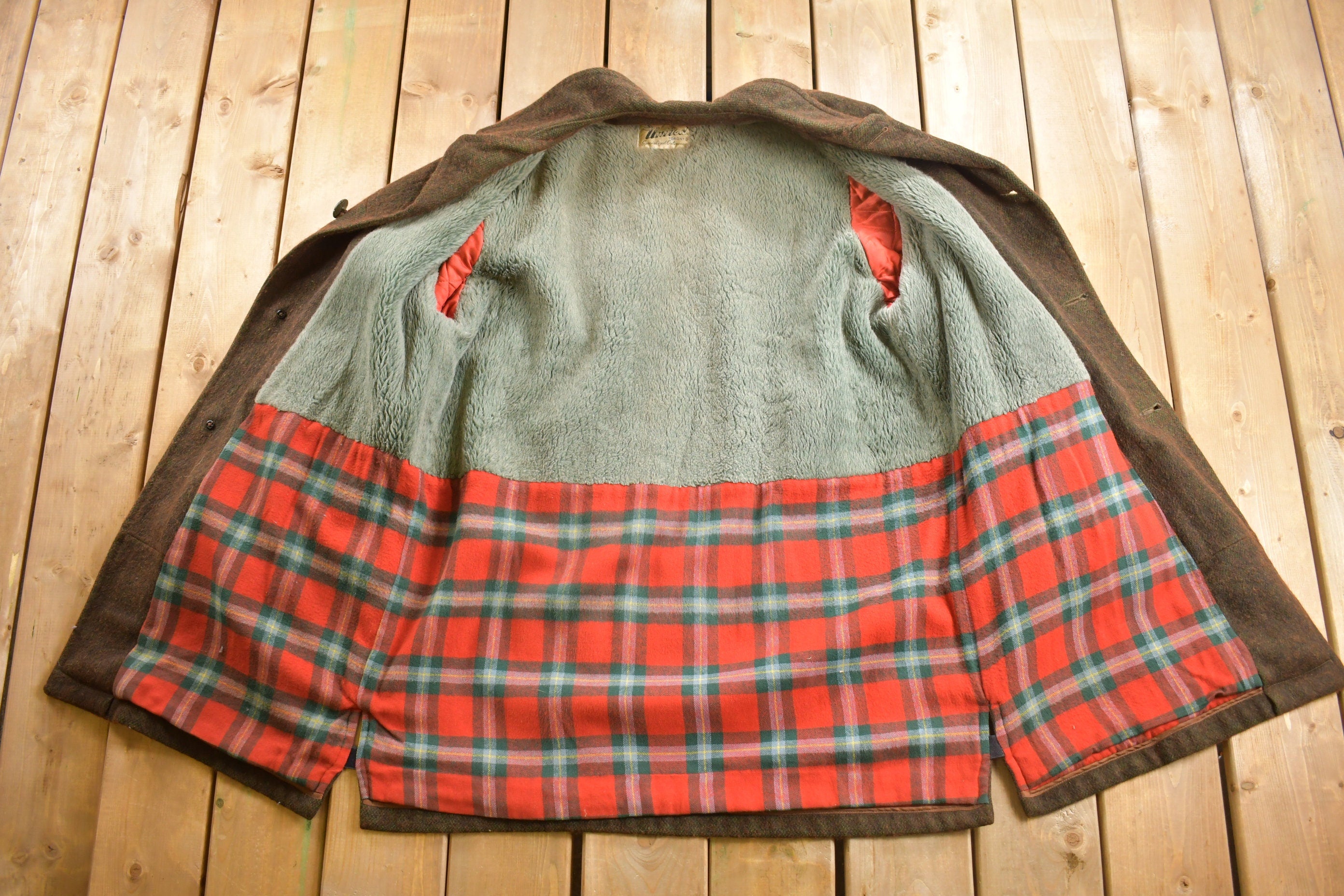 Vintage 1950s United Toronto Full Length Wool Coat  Fur Lined