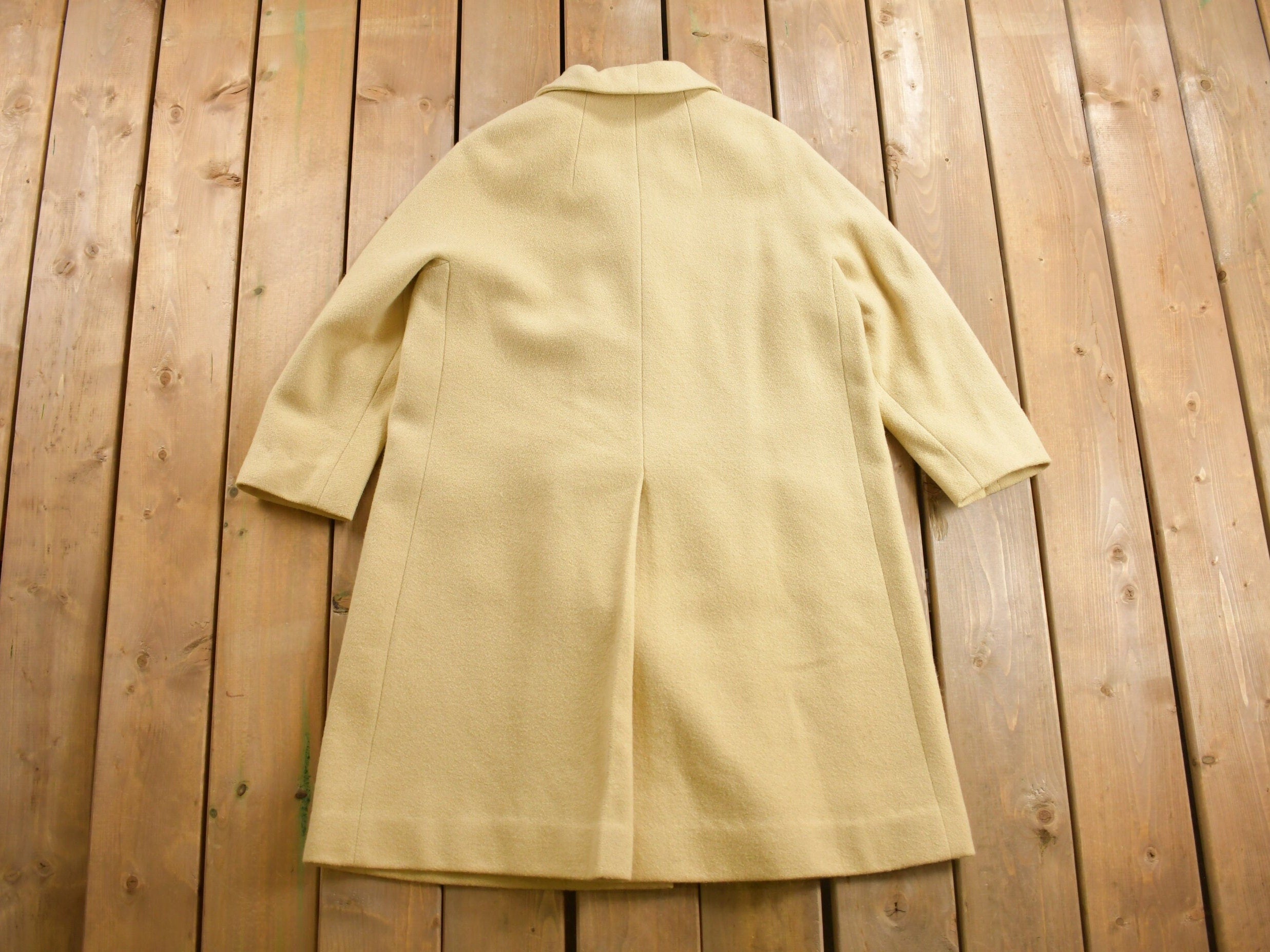 Vintage 1960s Bonds Full Length Off White Wool Coat