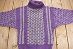 Vintage 1970s Knit Parade Purple Turtleneck Sweater