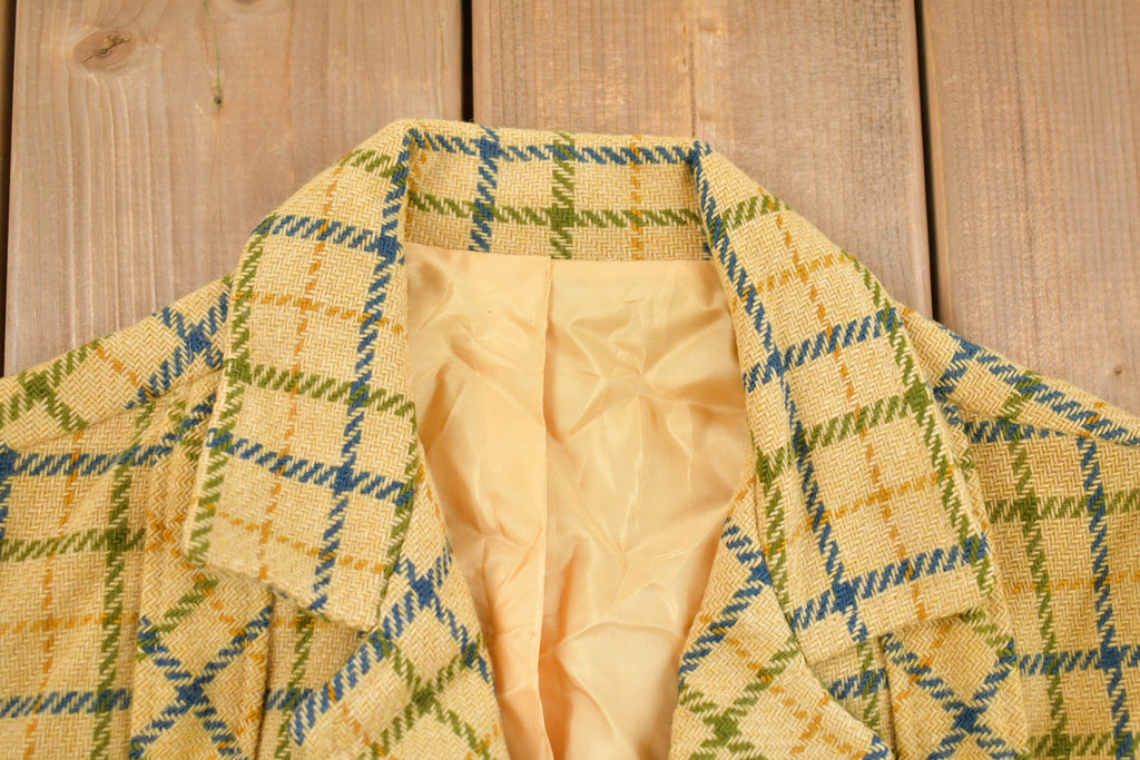 Vintage 1960s Plaid Vintage Button Up Blazer Shirt