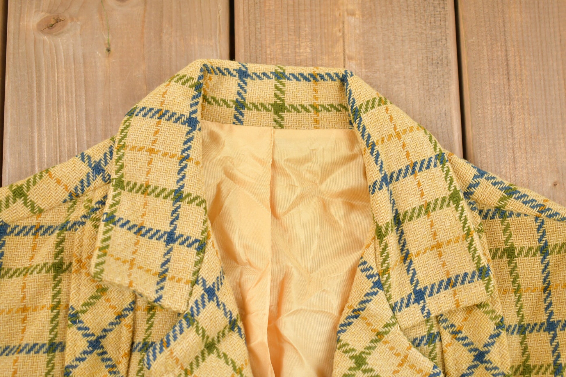 Vintage 1960s Plaid Vintage Button Up Blazer Shirt