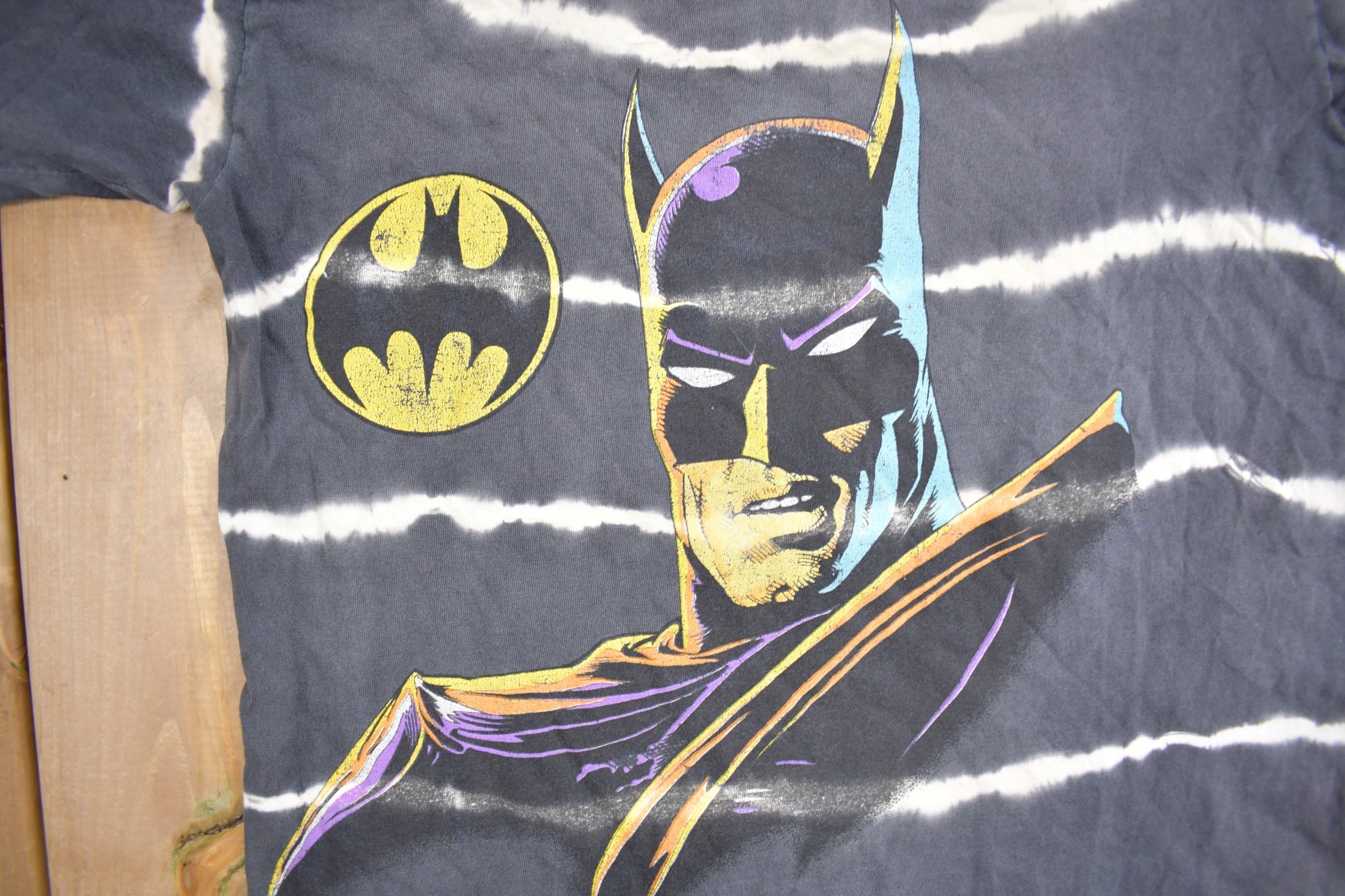 Vintage 1980s Batman DC Comics All Over Print Tie Dye T-Shirt