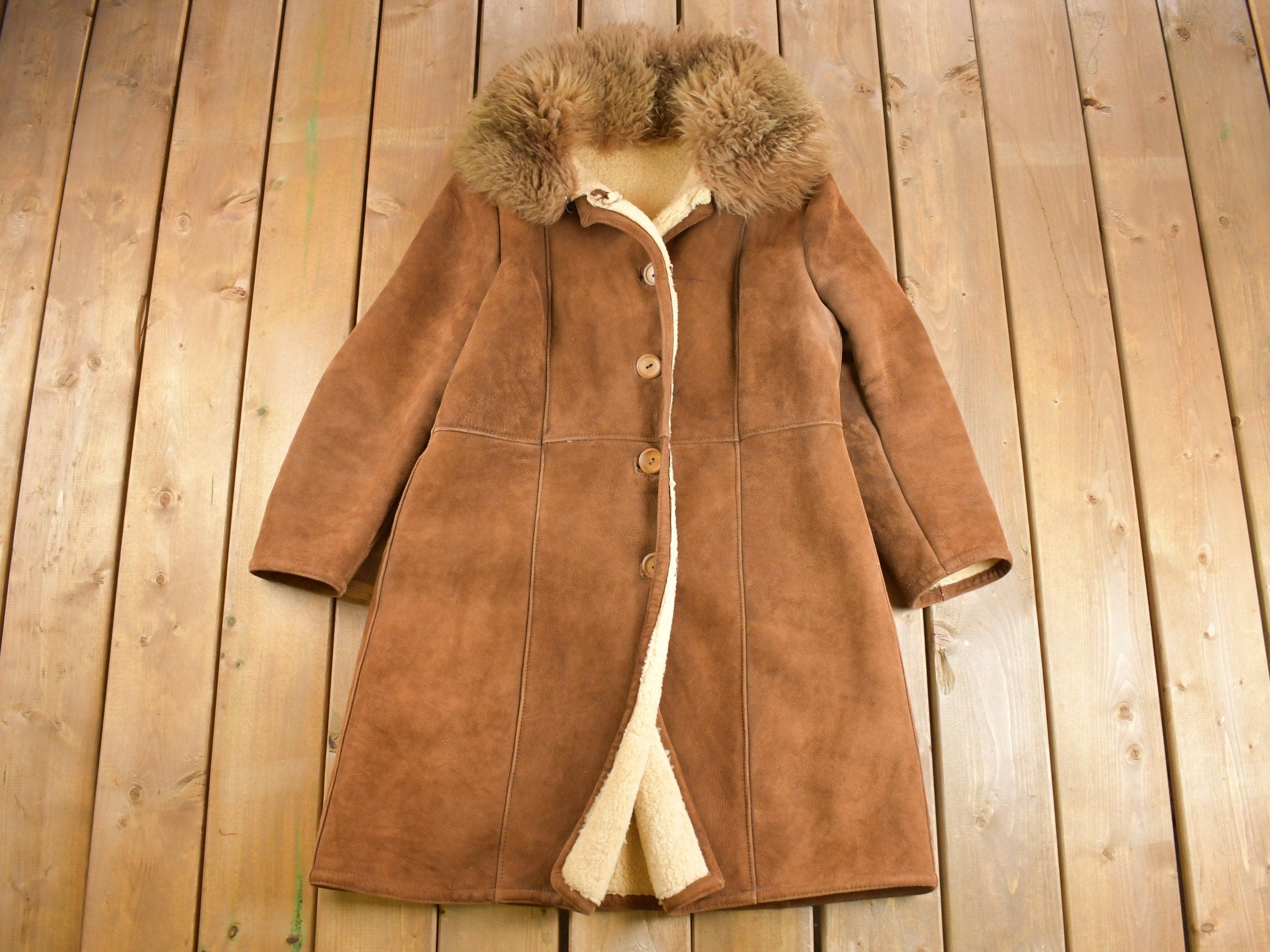 Vintage 1960s Suede Leather Shearling Jacket