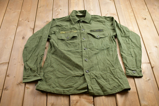 Vintage Military US Army Button Up Shirt / USMC / US Army Green / Militaria / Patchwork / U.S. Army Top / Authentic Military Gear / Stepanik