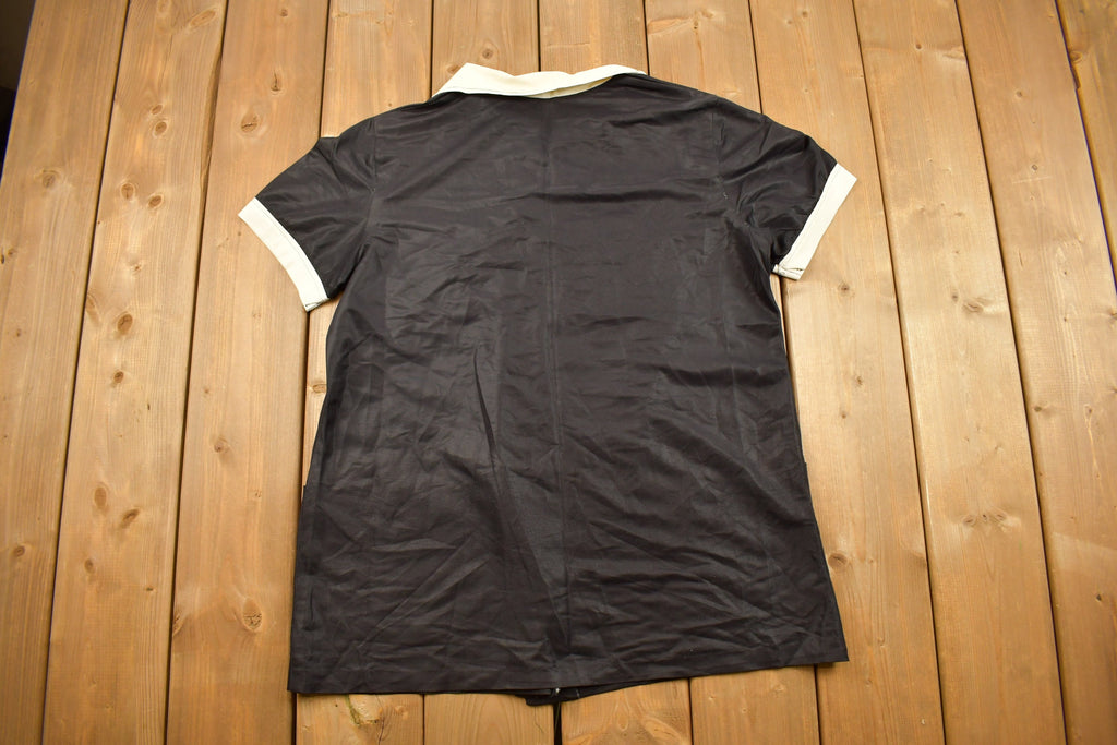 Vintage 1970s Blank Black and White Bowling Button Up Shirt