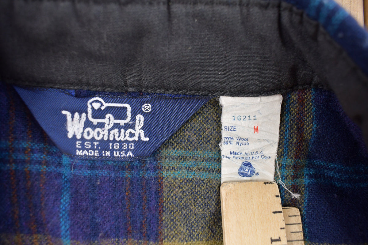Vintage 1980s Woolrich Blue Plaid Wool Shacket