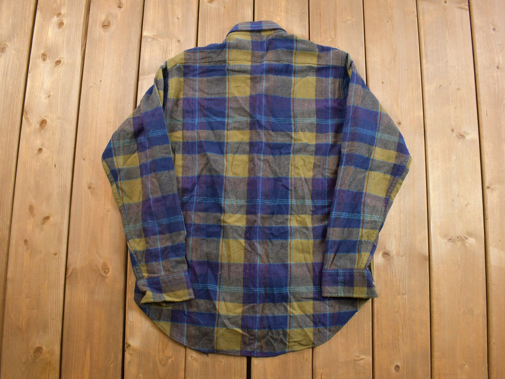 Vintage 1980s Woolrich Blue Plaid Wool Shacket