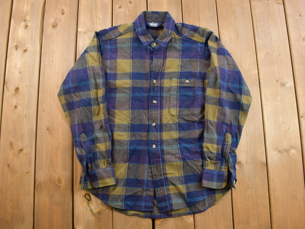 Vintage 1980s Woolrich Blue Plaid Wool Shacket