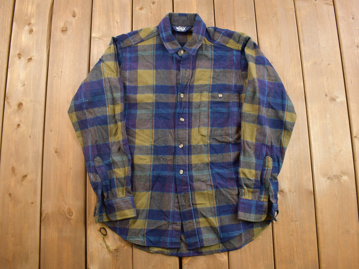 Vintage 1980s Woolrich Blue Plaid Wool Shacket