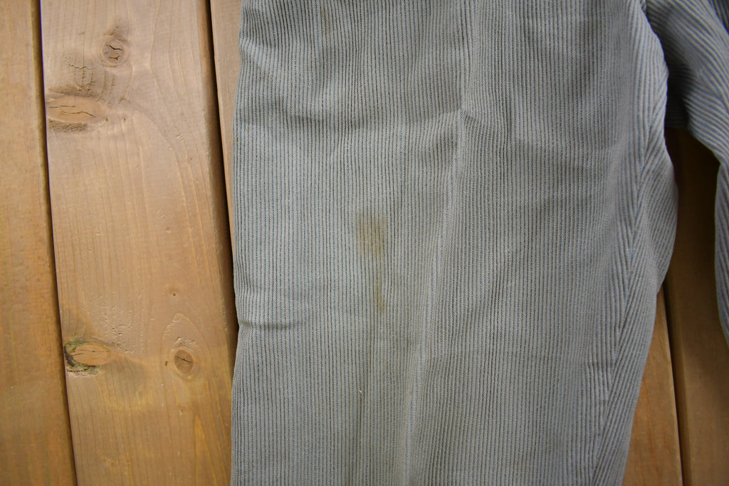 Vintage 1960s Frost Grey Pleated Corduroy Trousers Size 28 x 32