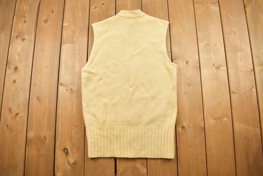 Vintage 1970s Cable Knit Cardigan Vest Sweater