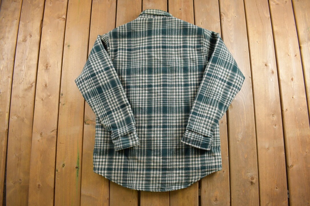 Vintage 1970s Melton Plaid Button Up Shirt