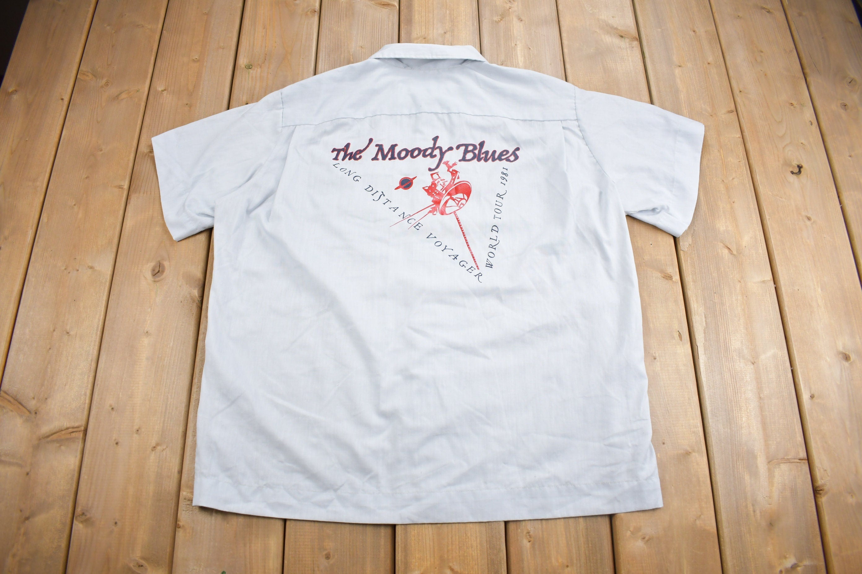 Vintage 1981 The Moody Blues Long Distance Voyager Tour Button Up Shirt