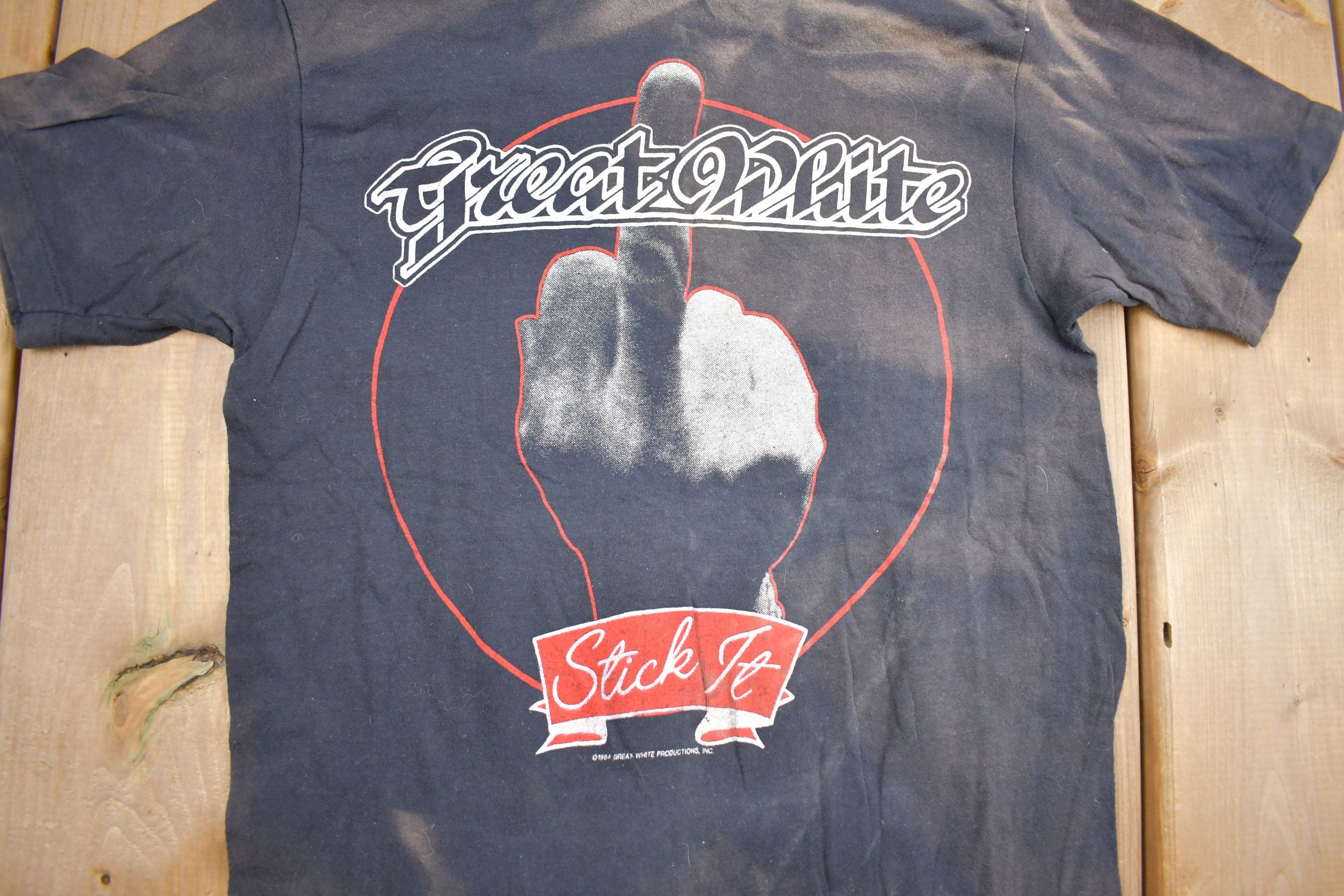 Vintage 1984 Great White Stick It UK Tour Band T-shirt