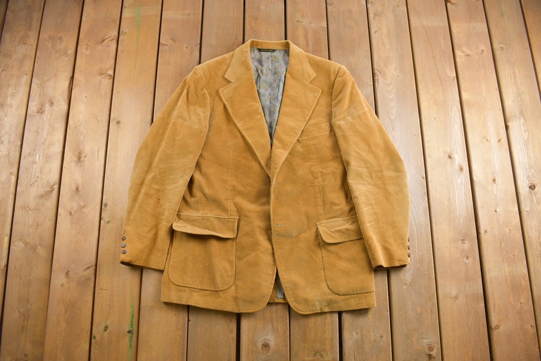 Vintage 1970s Corduroy Blazer Button Up Shirt