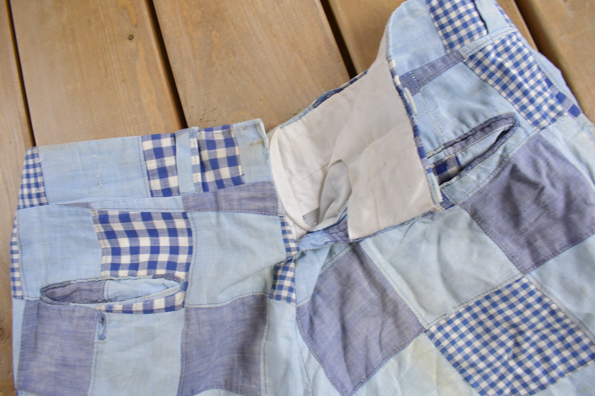 Vintage 1970s Handmade Patchwork Trousers Size 36 x 29