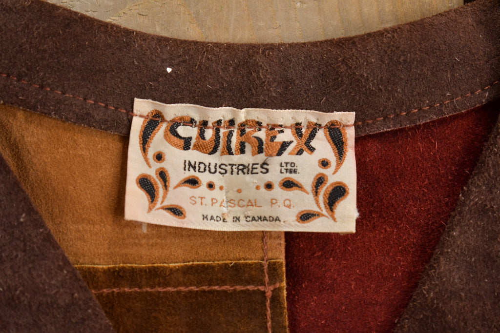 Vintage 1960s Genuine Leather Suede Patch Poncho Vest