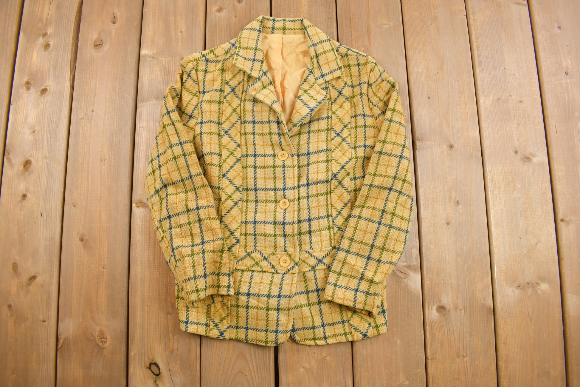 Vintage 1960s Plaid Vintage Button Up Blazer Shirt