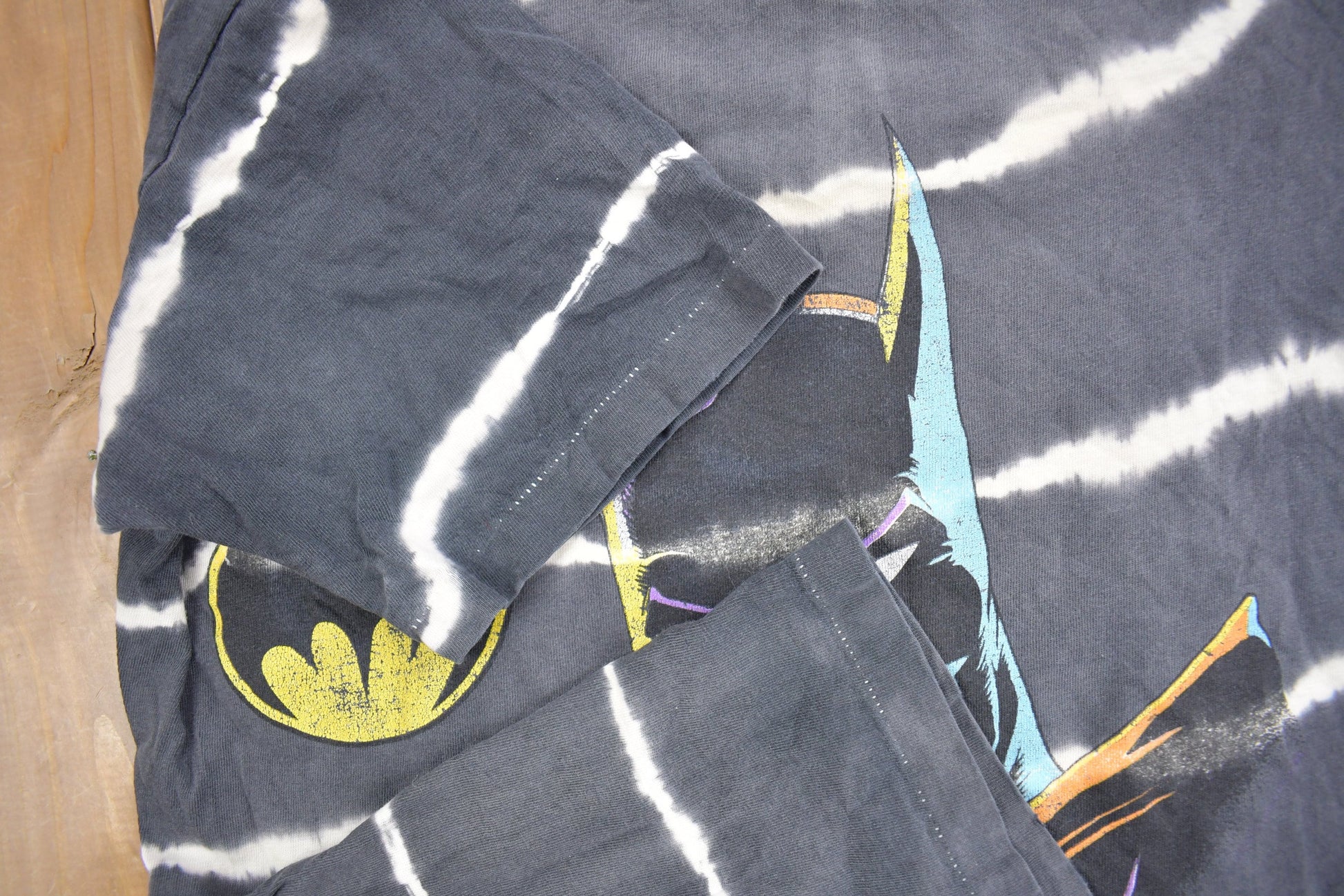 Vintage 1980s Batman DC Comics All Over Print Tie Dye T-Shirt