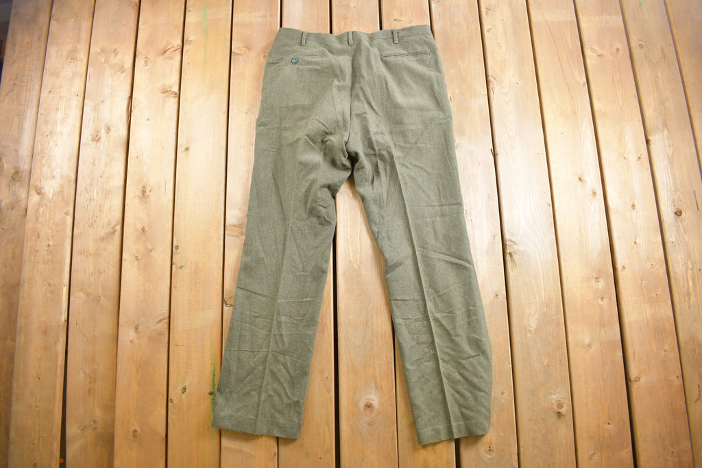 Vintage 1970s Green Pleated Trousers Size 35 x 30.5