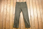 Vintage 1970s Higgins Slacks Green Pleated Trousers Size 34 x 30