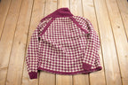 Vintage 1970s Houndstooth Shawl Collar Knit Cardigan Sweater